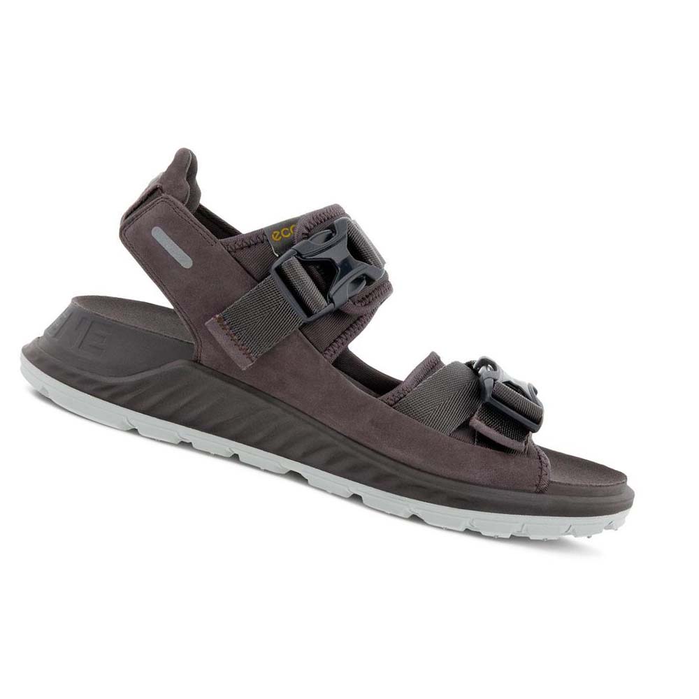 Men\'s Ecco Exowrap 2 Strap Buckle Sandals Grey | USA 587BEX